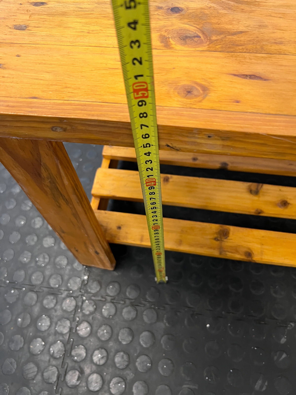 Rustic Pine Coffee Table with Slatted Storage Shelf - 2ndhandwarehouse.com