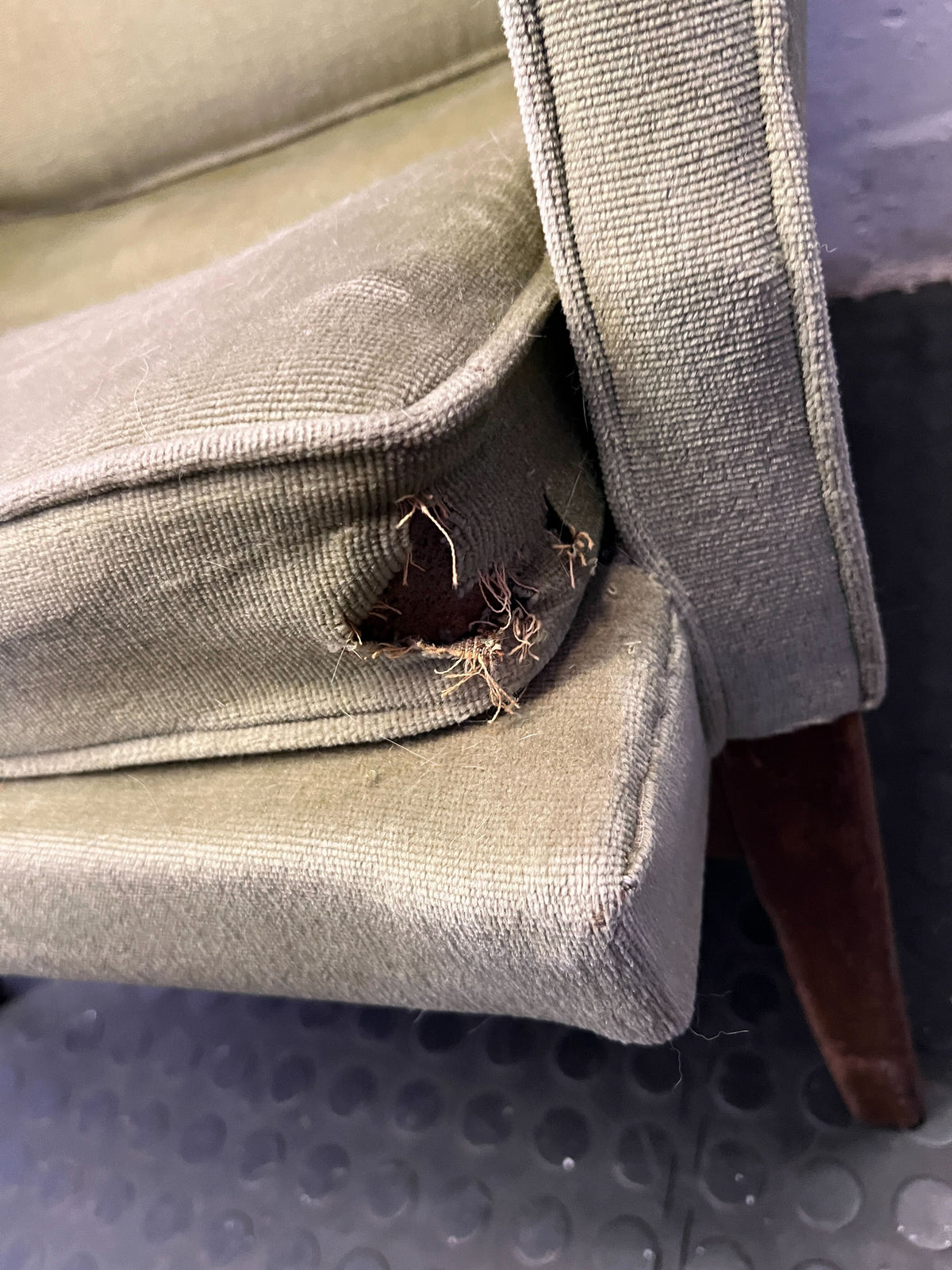 Vintage Sage Green Tufted Armchair