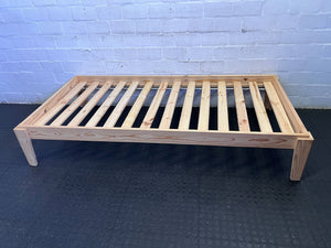 Natural Wood Single Bed Frame - Slatted Base