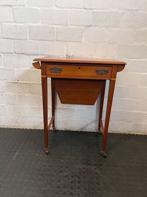 Elegant Vintage Inlaid Sewing / Side Table with Storage 🧵