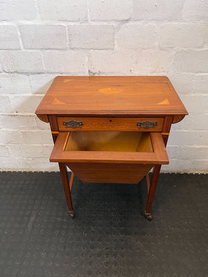 Elegant Vintage Inlaid Sewing / Side Table with Storage 🧵