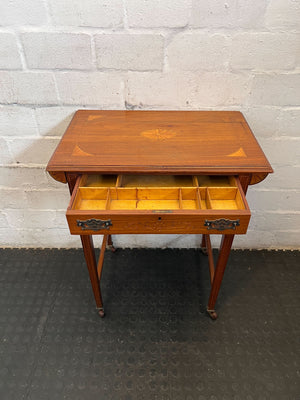 Elegant Vintage Inlaid Sewing / Side Table with Storage 🧵