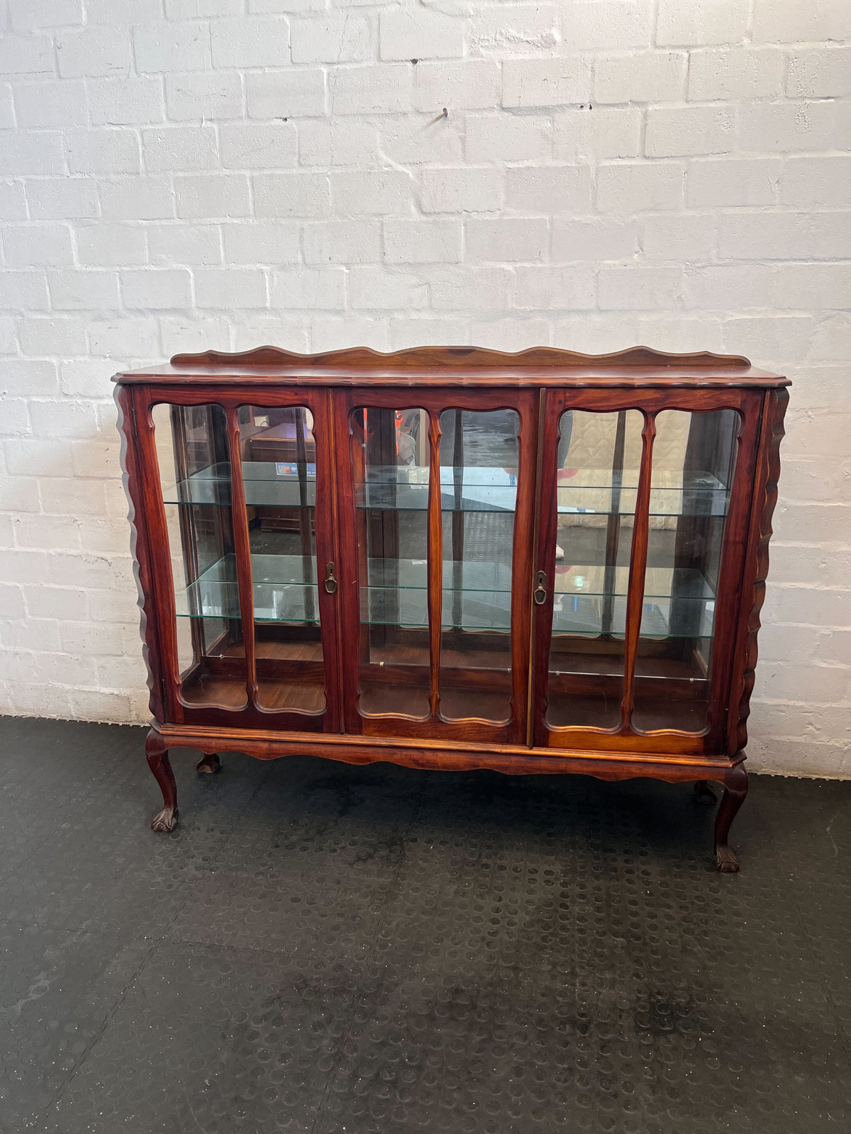Elegant Vintage Wood & Glass Display Cabinet
