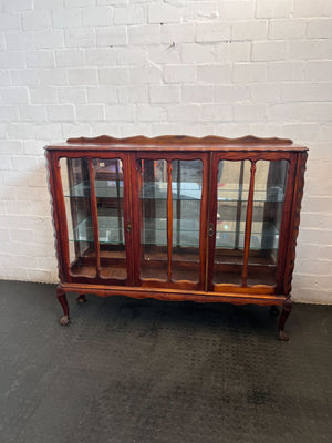 Elegant Vintage Wood & Glass Display Cabinet
