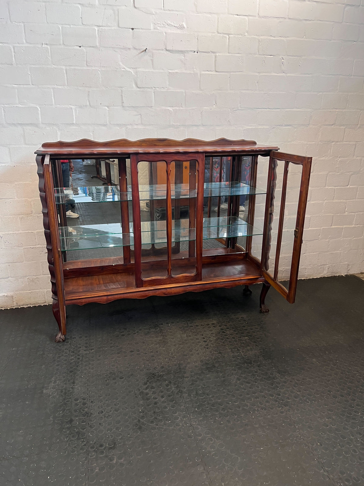 Elegant Vintage Wood & Glass Display Cabinet