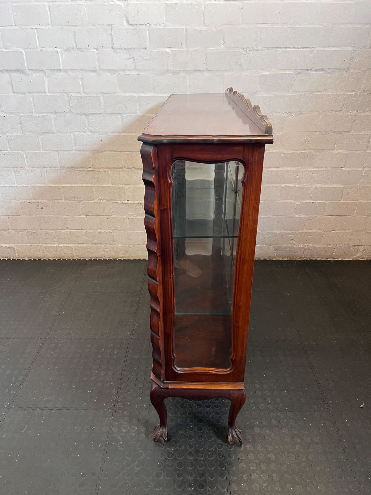 Elegant Vintage Wood & Glass Display Cabinet