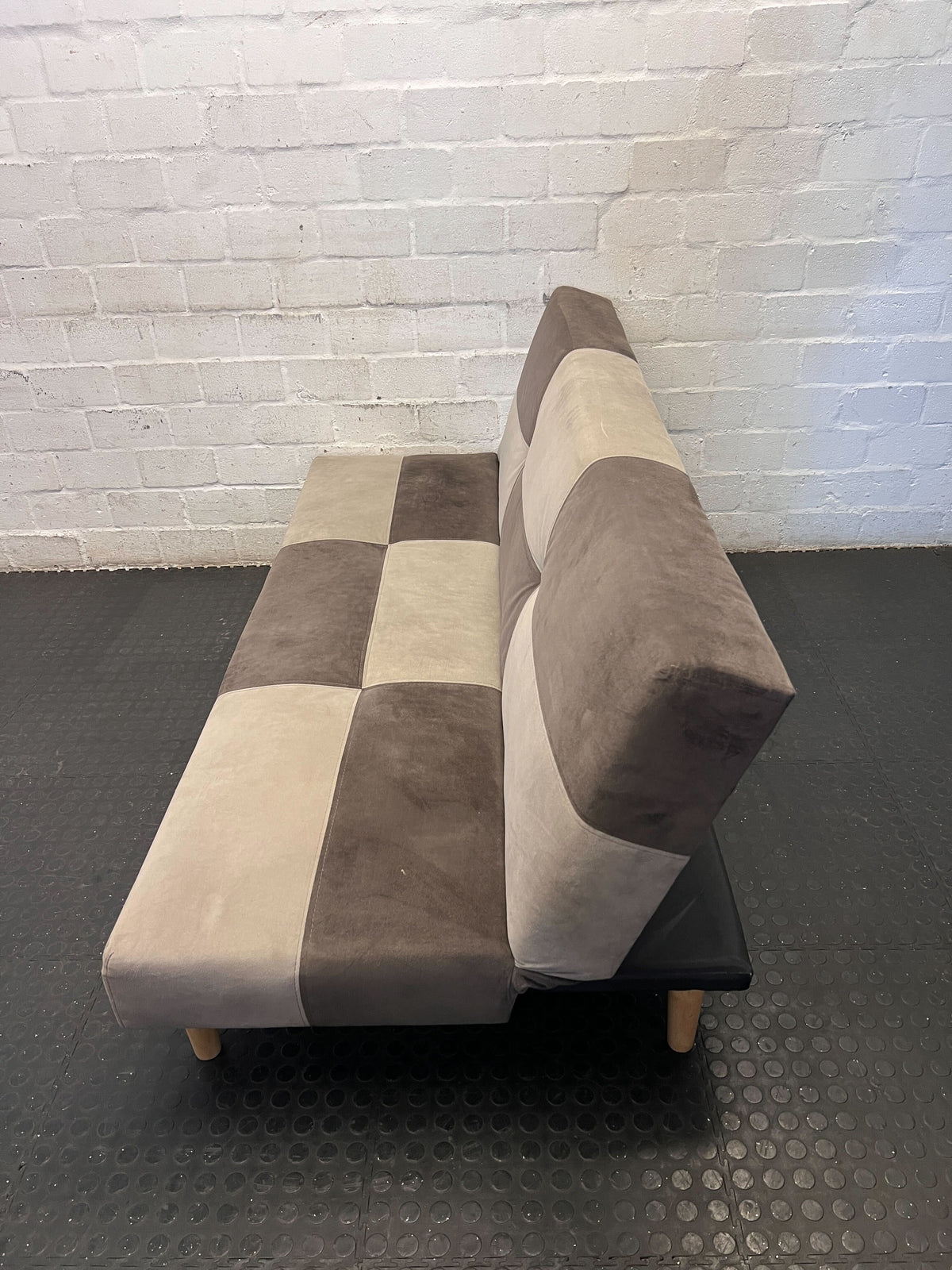 Versatile Two-Tone Patchwork Futon sleeper couch - 2ndhandwarehouse.com