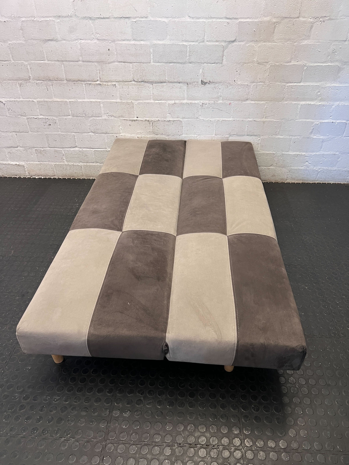 Versatile Two-Tone Patchwork Futon sleeper couch - 2ndhandwarehouse.com