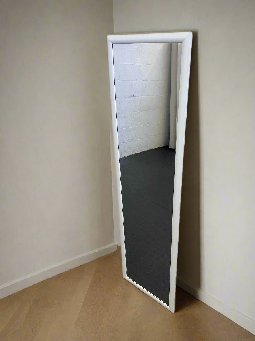 Elegant Full-Length White Framed Mirror with Minor 127 x 35cm