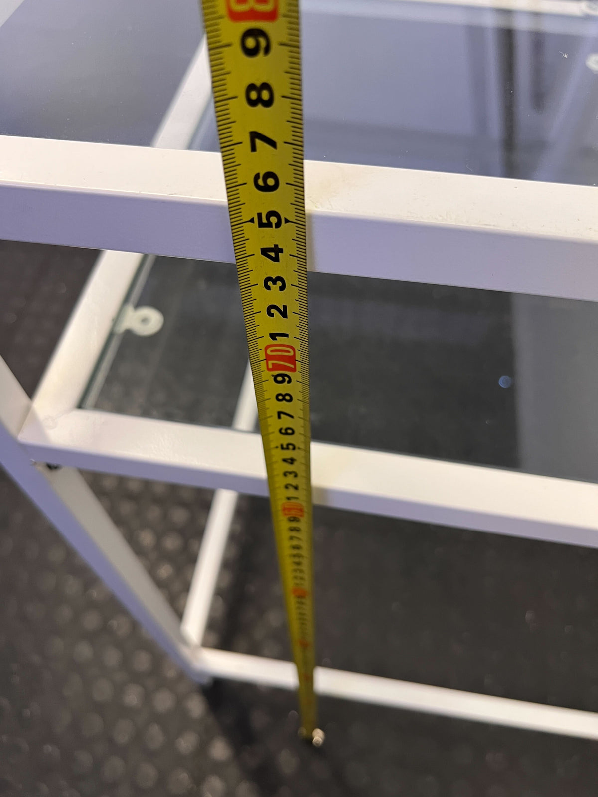 Sleek White Metal & Glass Console Table / Small Desk