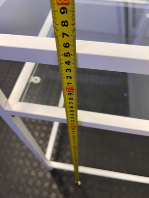 Sleek White Metal & Glass Console Table / Small Desk