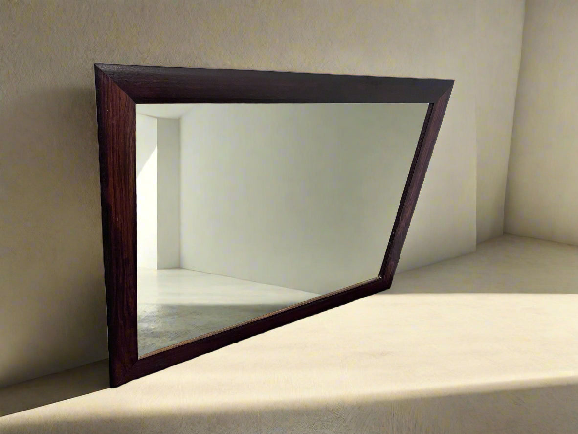 Stylish Dark Wood Framed Wall Mirror - 130 x 100cm