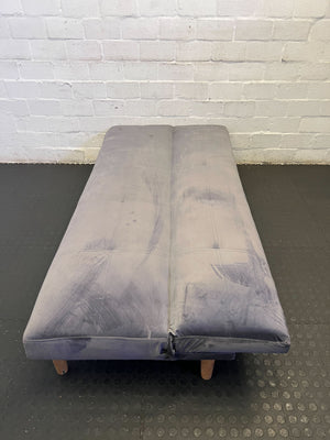 Modern Grey Velvet Sofa Bed with Wooden Legs – Slight Wear - REDUCED