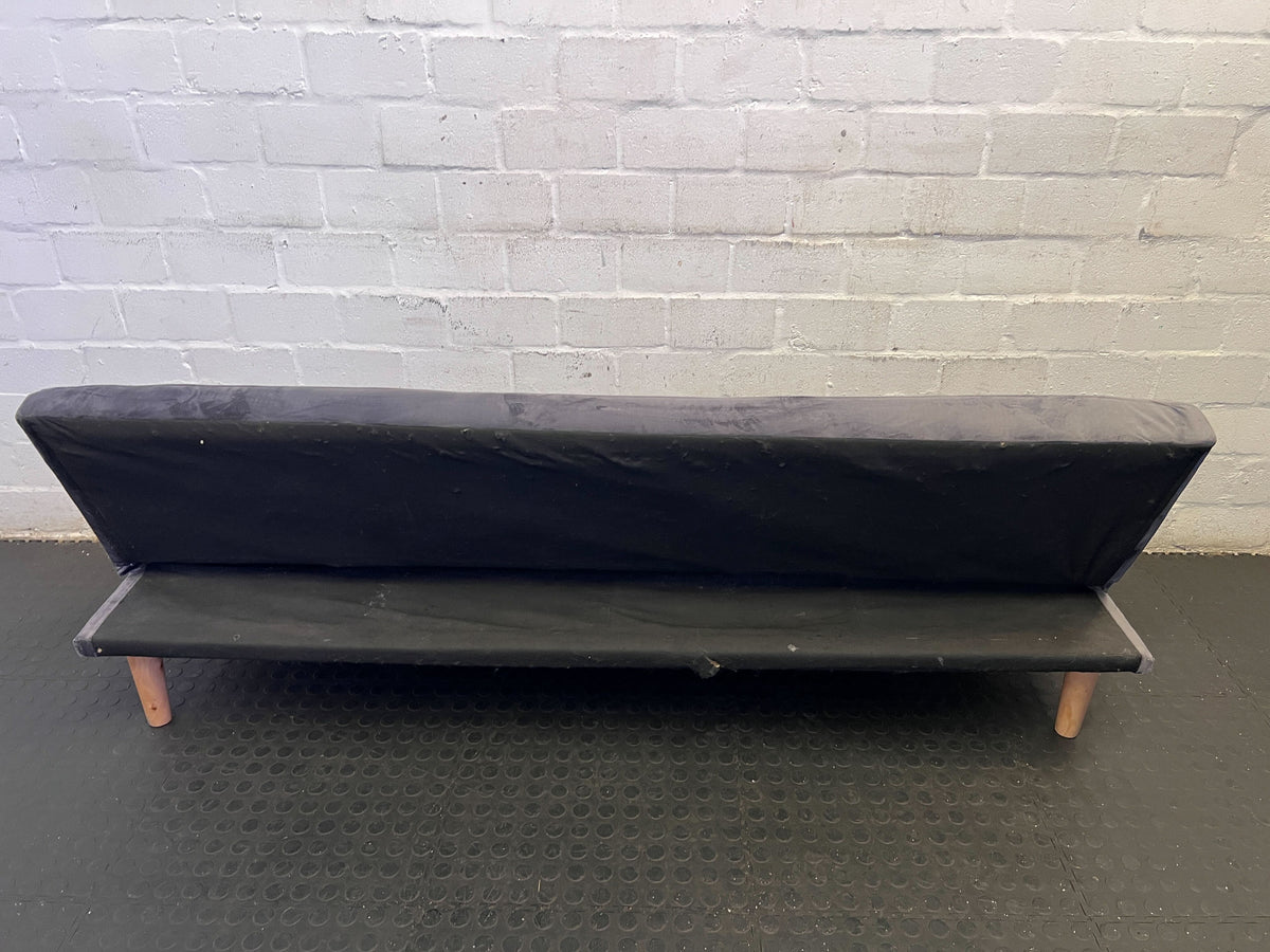 Modern Grey Velvet Sofa Bed with Wooden Legs – Slight Wear - REDUCED
