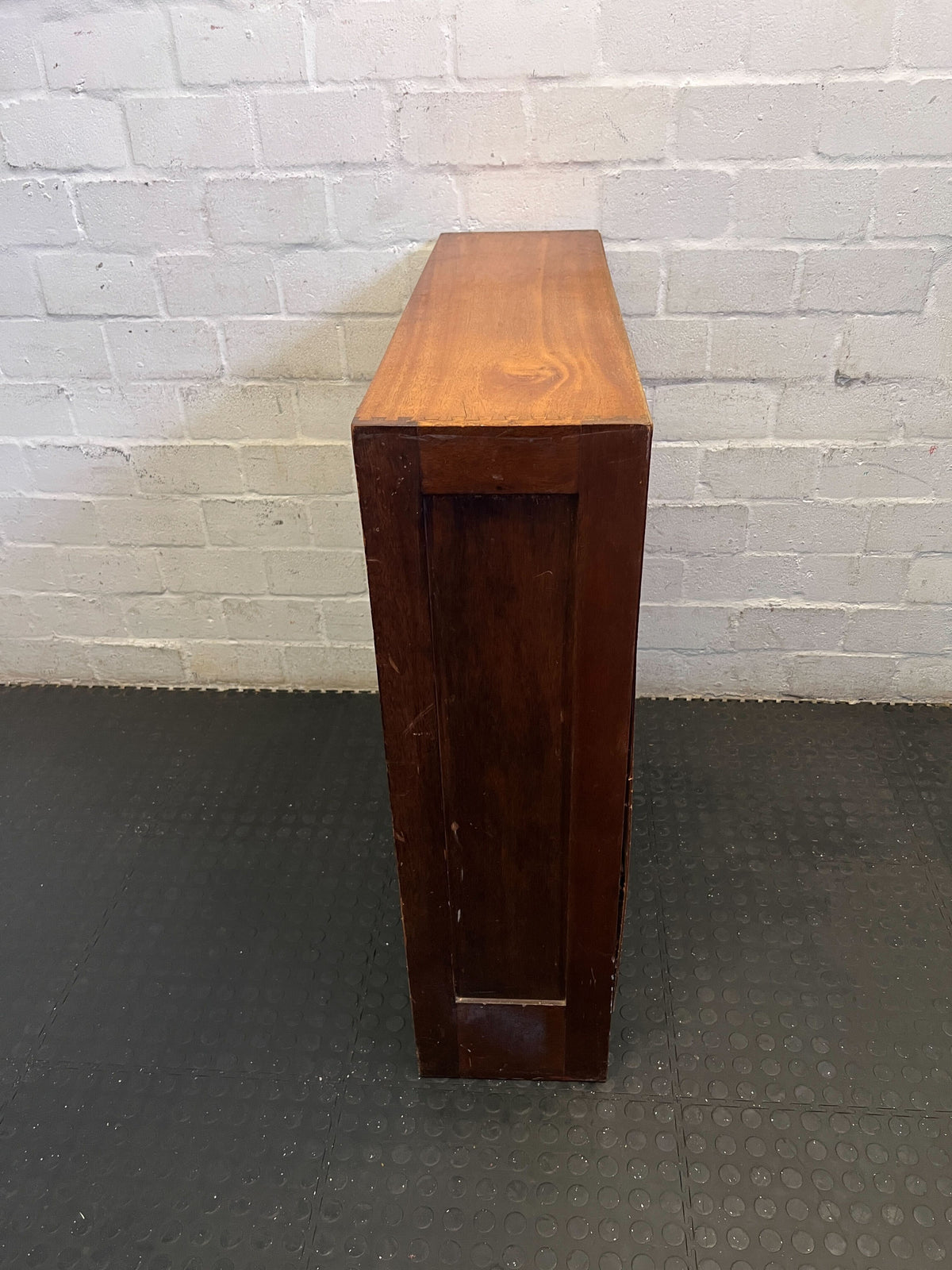 Vintage Wooden Display Cabinet with Glass Doors