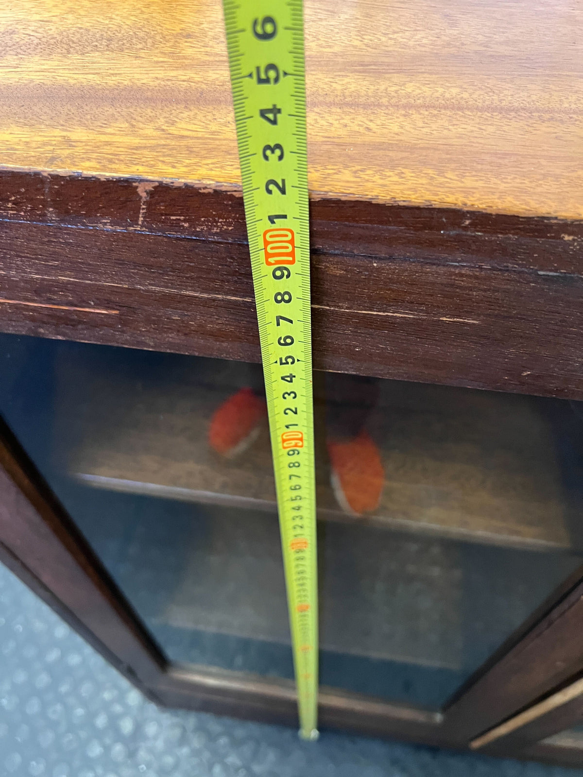 Vintage Wooden Display Cabinet with Glass Doors