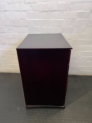Sleek Burgundy 5-Drawer Dresser with Black Top