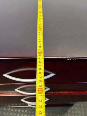 Sleek Burgundy 5-Drawer Dresser with Black Top