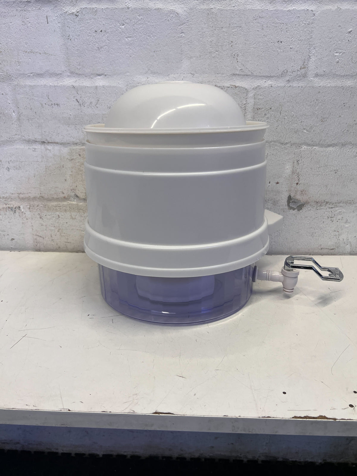 Convenient White & Purple Gravity Water Dispenser