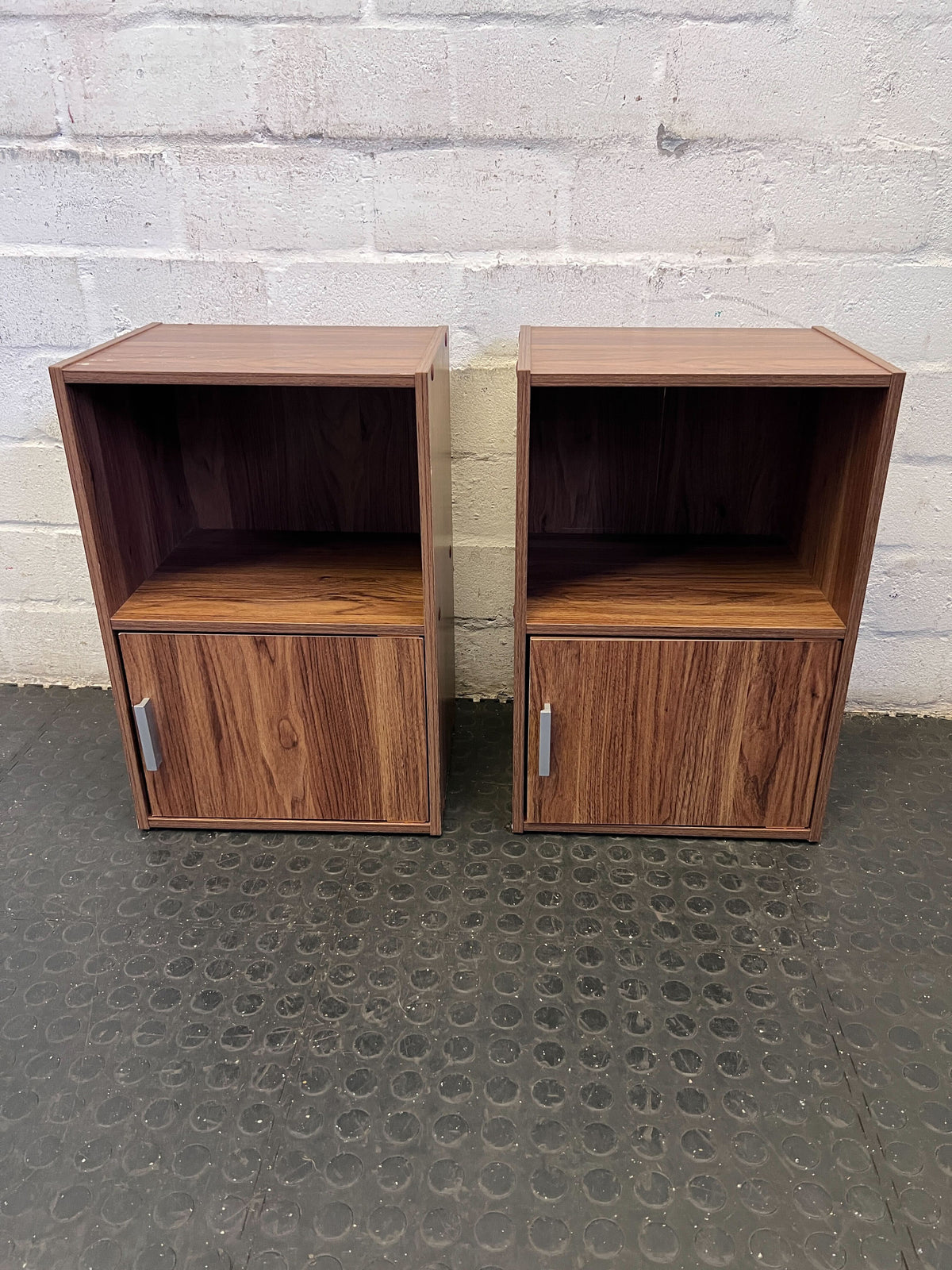 Versatile Wood-Grain Storage Cabinet with Door