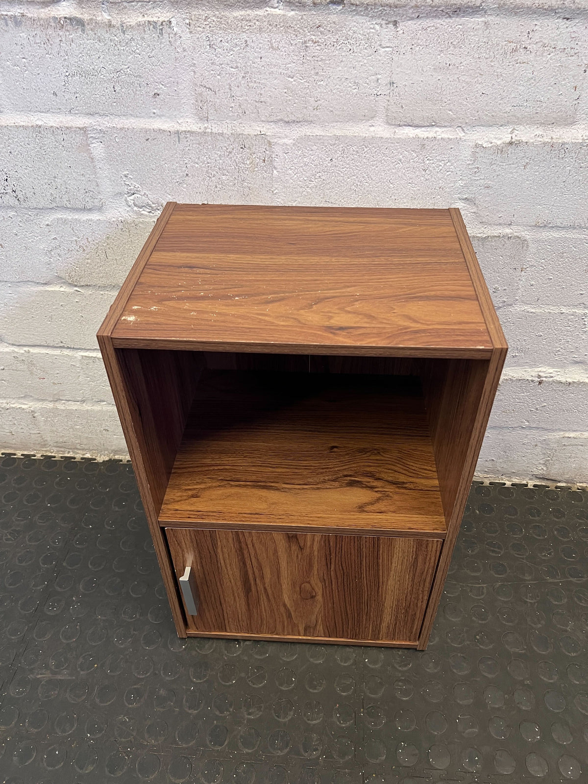 Versatile Wood-Grain Storage Cabinet with Door