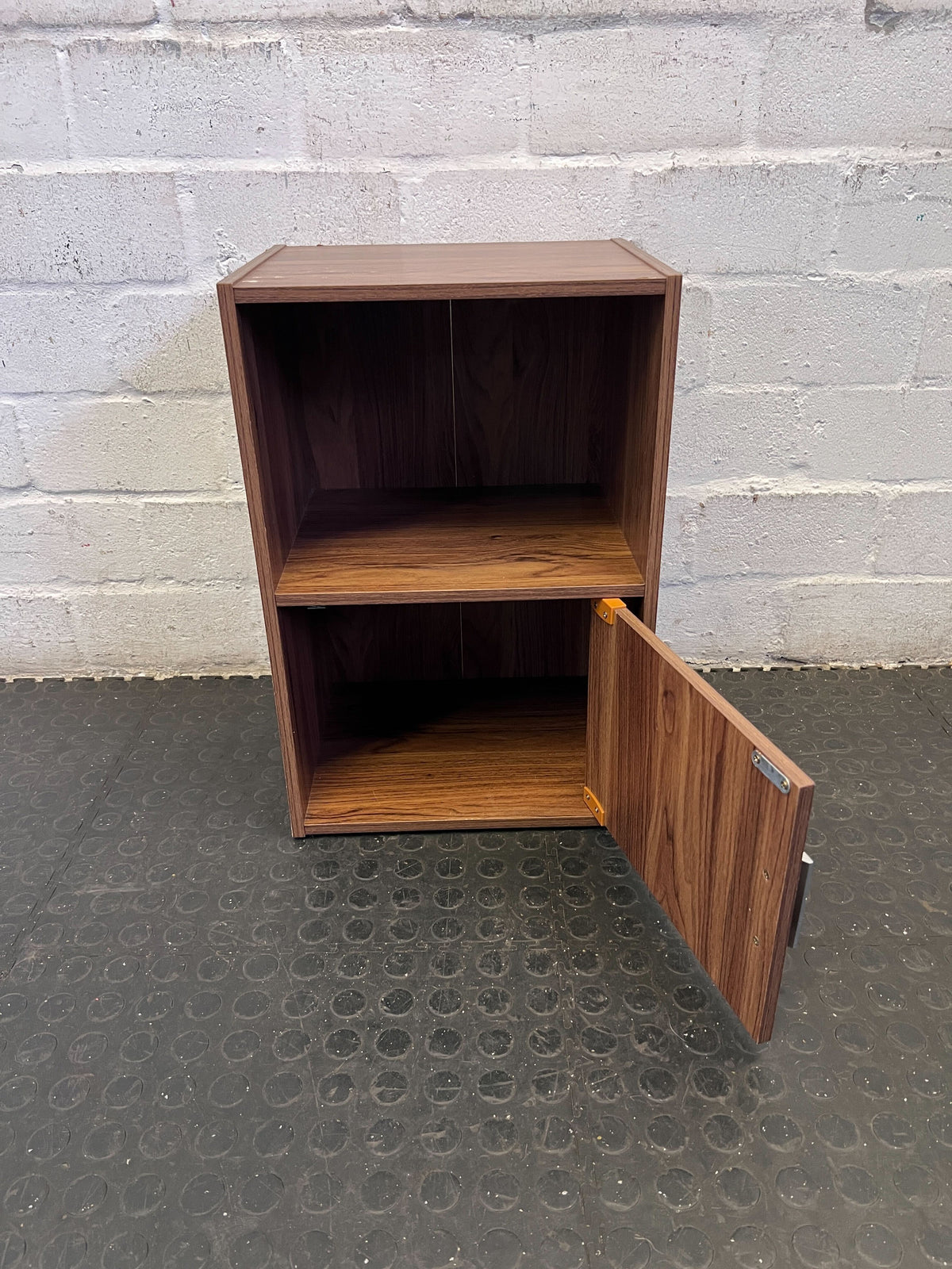 Versatile Wood-Grain Storage Cabinet with Door