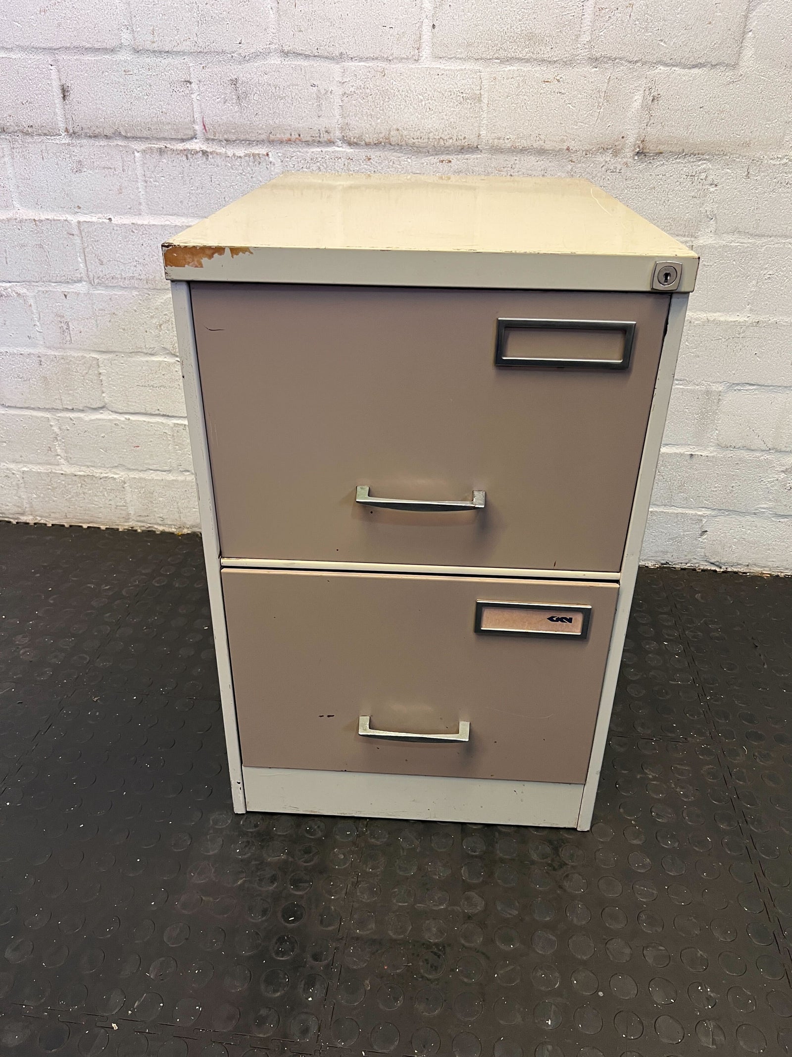 Vintage Two-Drawer Filing Cabinet - Grey, Minor Wear - REDUCED