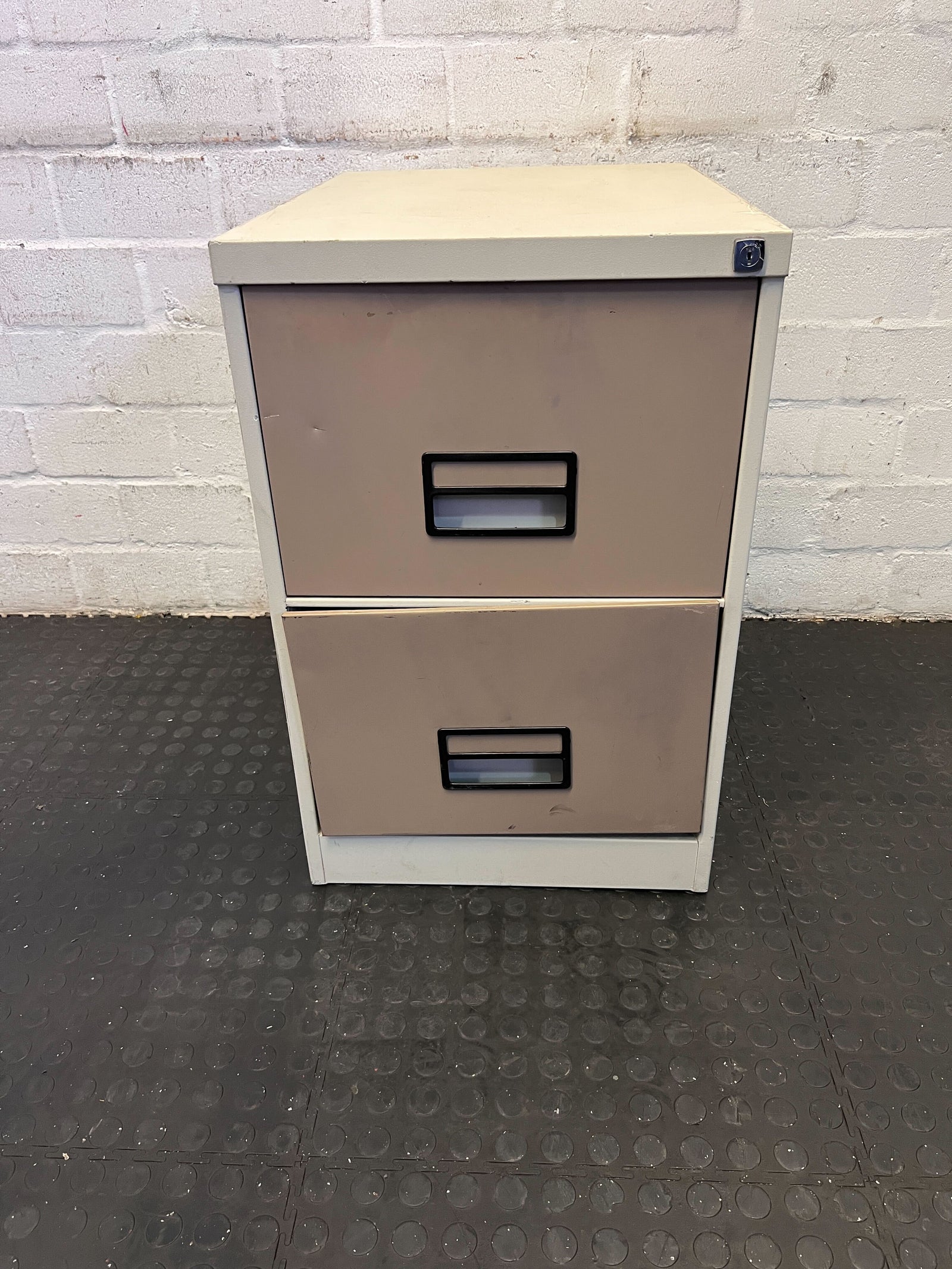 Compact Beige Metal Filing Cabinet with 2 Drawers – Minor Signs of Use - REDUCED