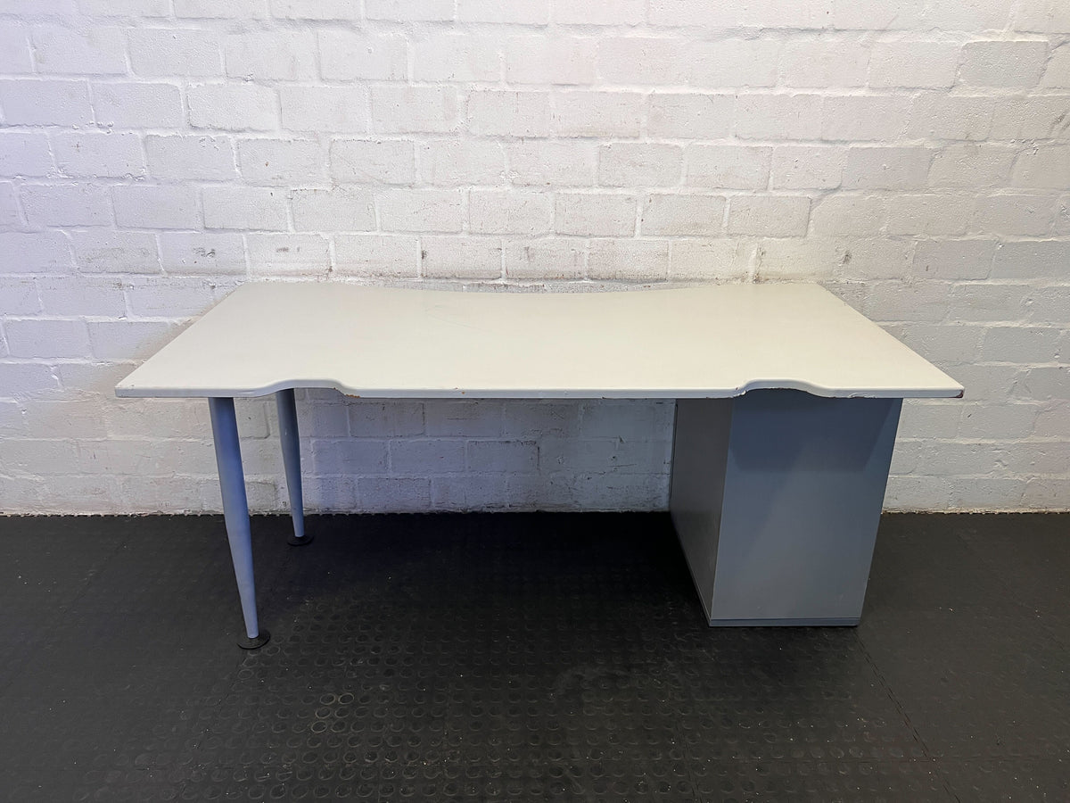 Modern Grey Office Desk with Drawer - Minor Wear - REDUCED