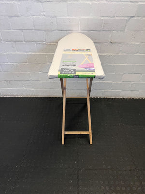 Compact Folding Ironing Board – Wood Frame, Cream Surface, Minimal Wear