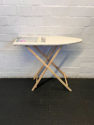 Compact Folding Ironing Board – Wood Frame, Cream Surface, Minimal Wear