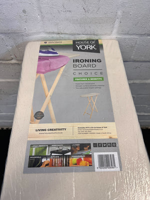 Compact Folding Ironing Board – Wood Frame, Cream Surface, Minimal Wear