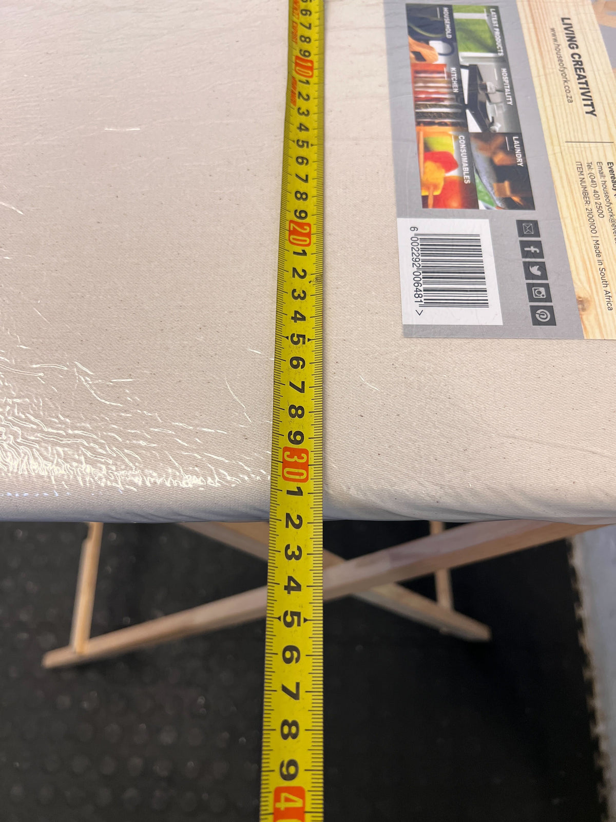 Compact Folding Ironing Board – Wood Frame, Cream Surface, Minimal Wear