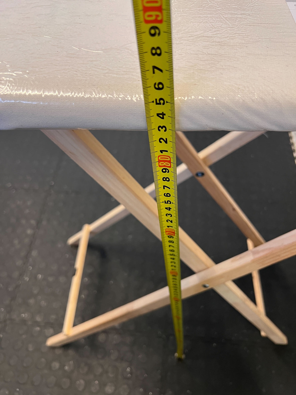 Compact Folding Ironing Board – Wood Frame, Cream Surface, Minimal Wear