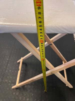 Compact Folding Ironing Board – Wood Frame, Cream Surface, Minimal Wear