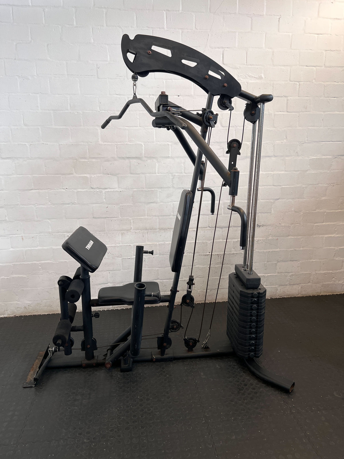 Versatile Home Gym Multi-Station with Weight Stack - Rusted