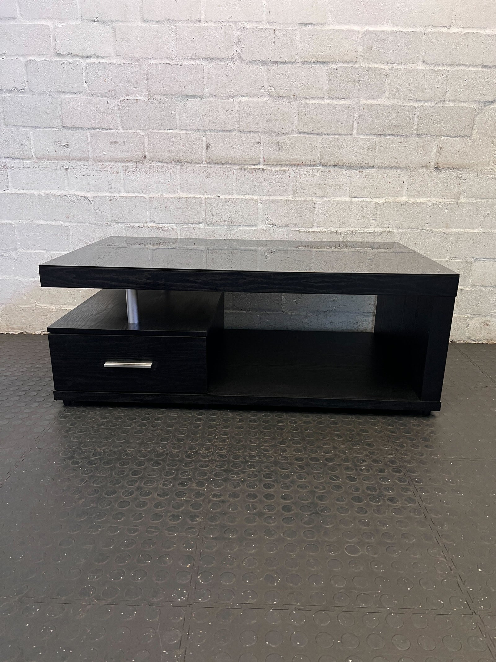 Stylish Black Coffee Table with Drawer – Modern Design