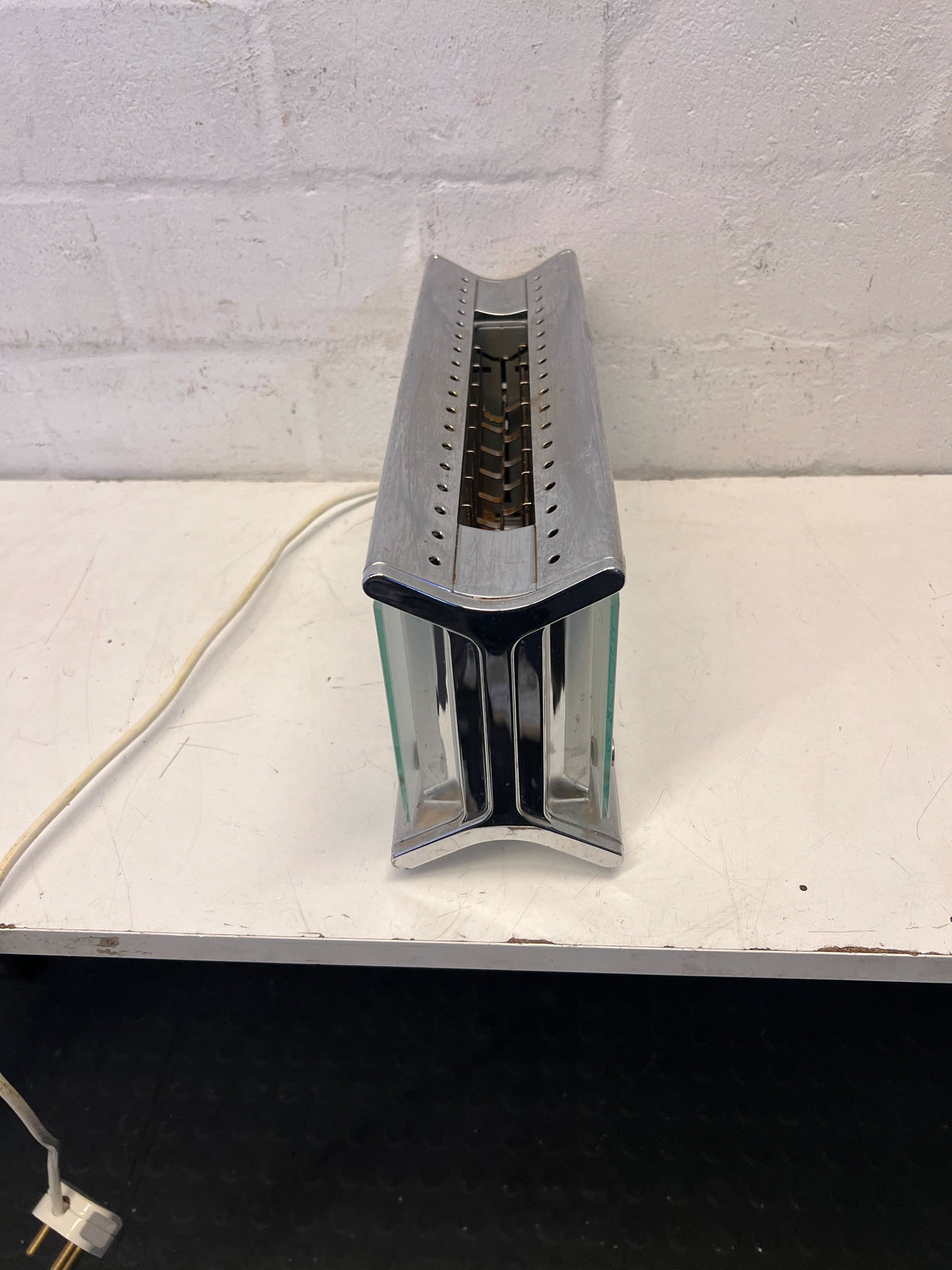 Stylish Silver Glass Electric Toaster with Minor Scratches