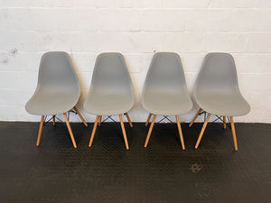 Modern Grey Plastic Chair with Wooden Legs - Minimalist Design - 2ndhandwarehouse.com