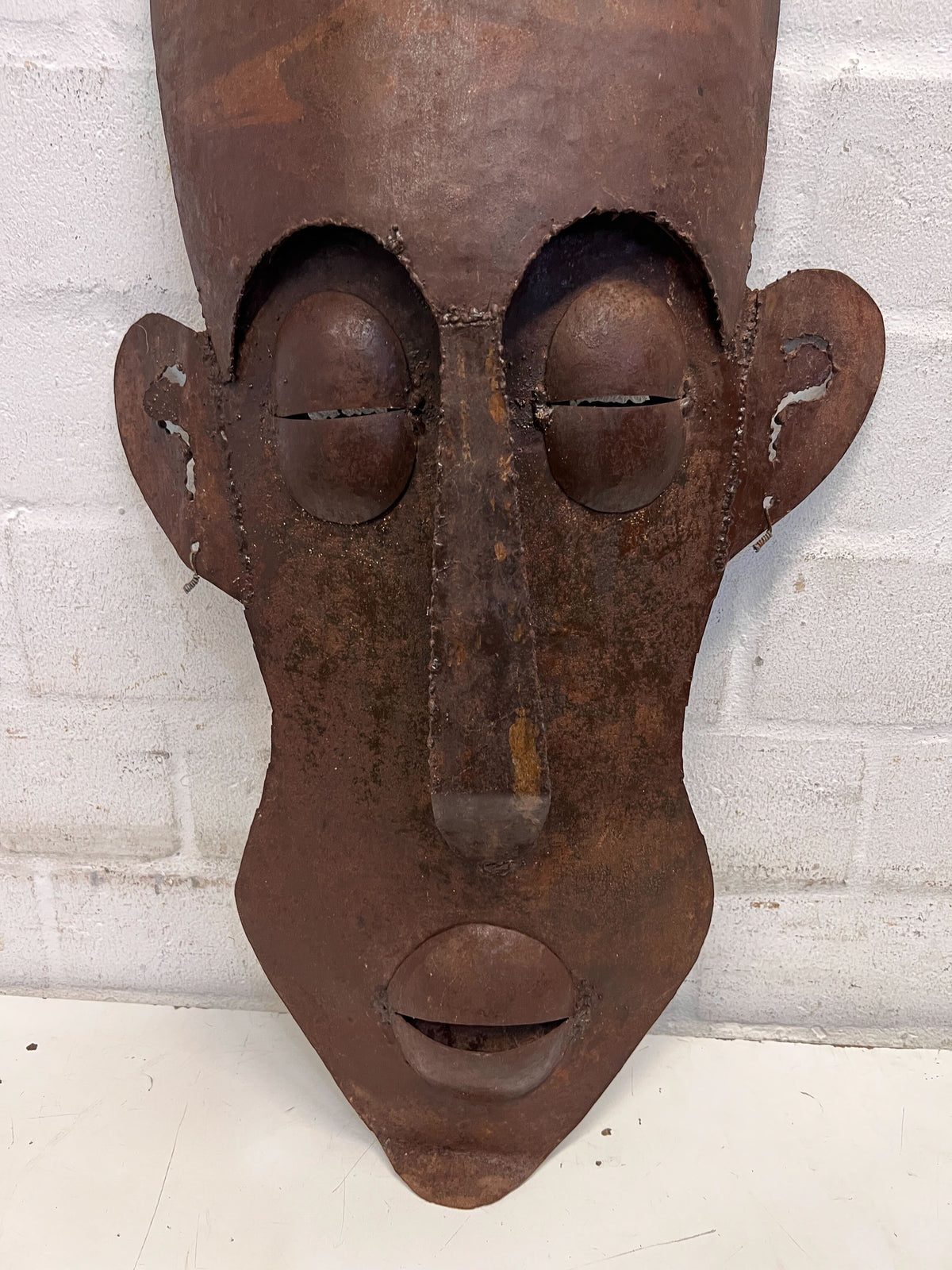 Unique Handcrafted Decorative Metal African Mask – Vintage Charm
