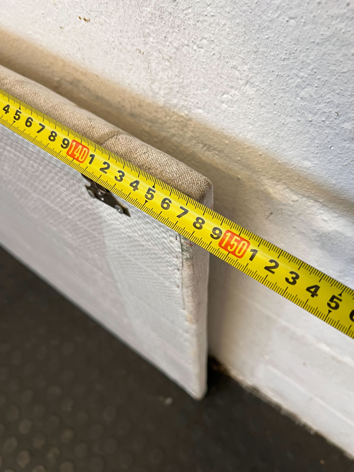 Elegant Cream Velvet Headboard with Subtle Pattern – Minor Wear