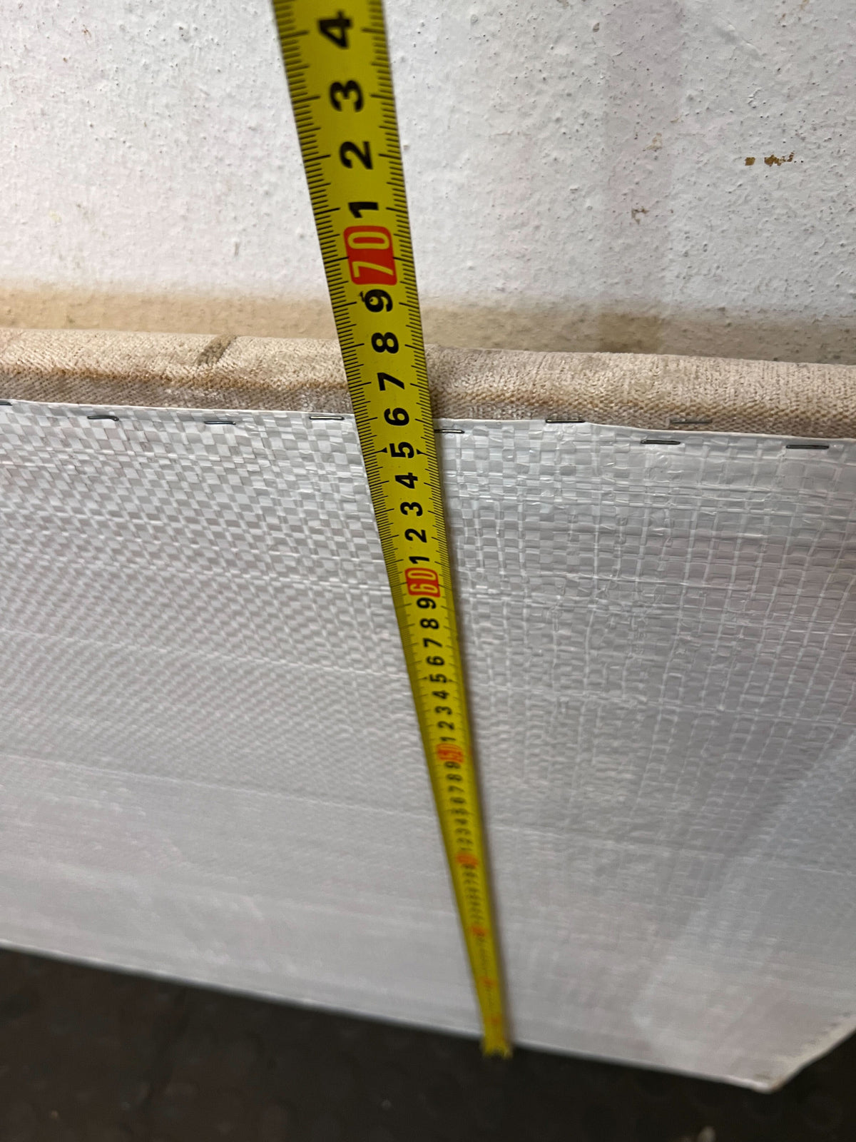 Elegant Cream Velvet Headboard with Subtle Pattern – Minor Wear