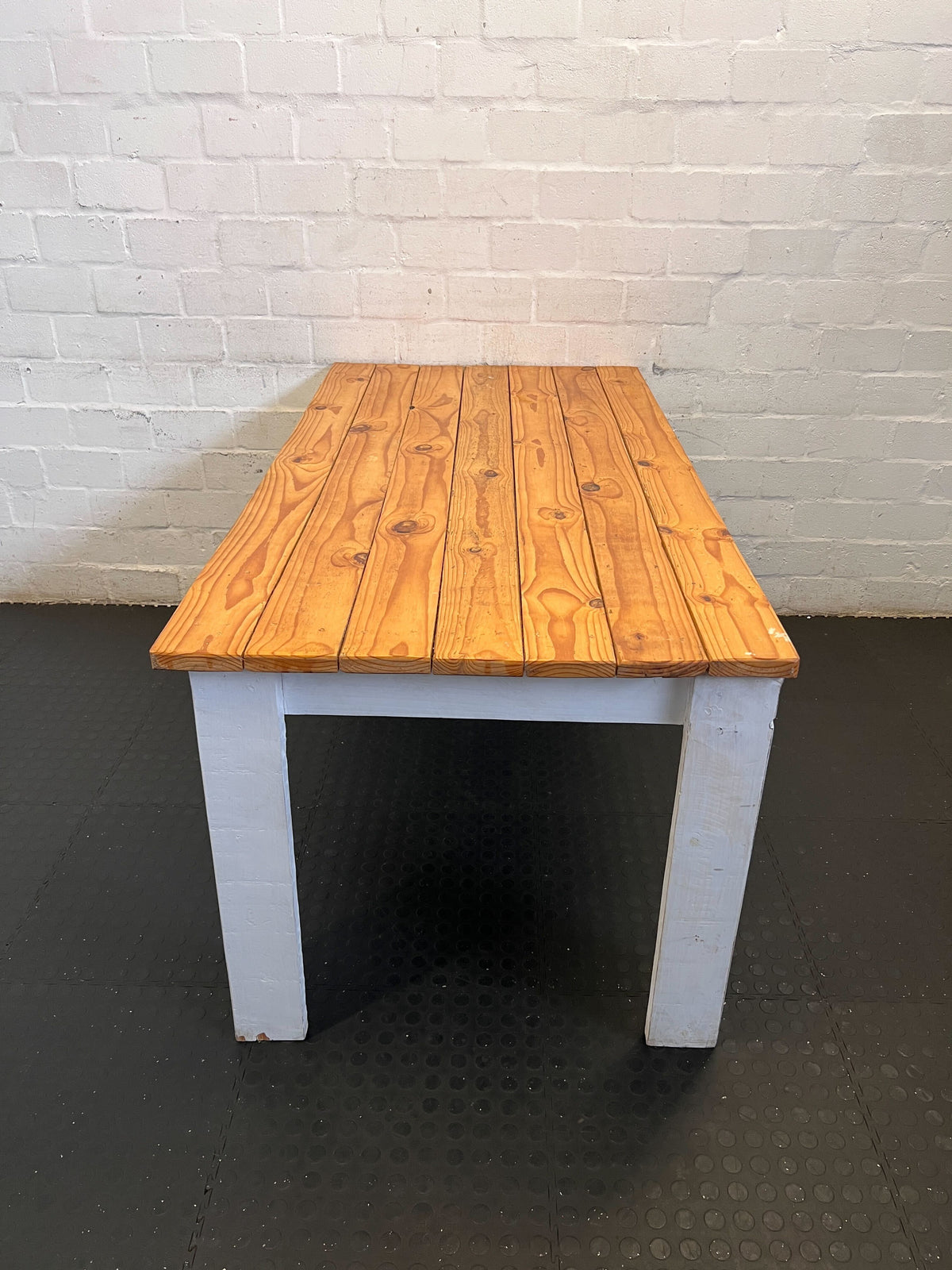 Versatile Rustic Wood Top Table with Painted Base