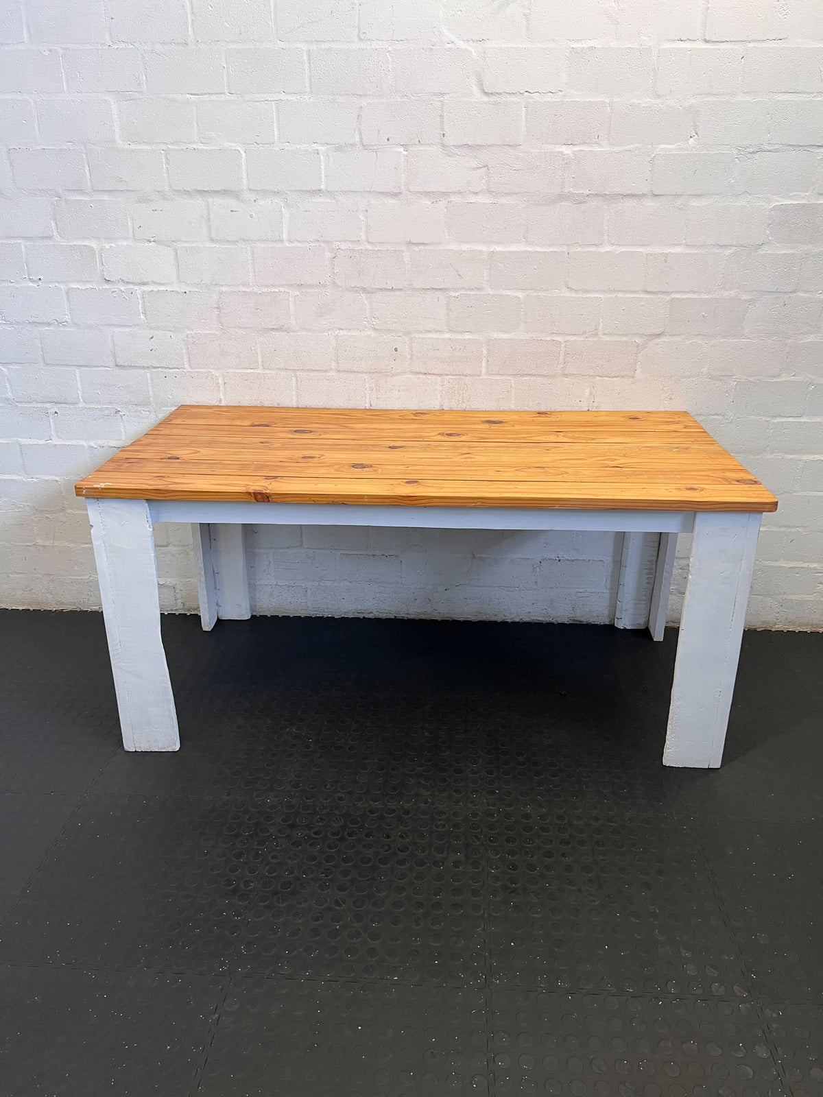 Versatile Rustic Wood Top Table with Painted Base