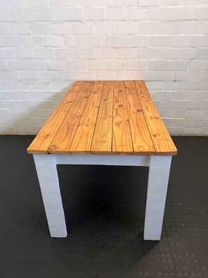 Versatile Rustic Wood Top Table with Painted Base