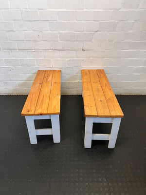 Rustic Two-Tone Wooden Bench - Versatile Seating