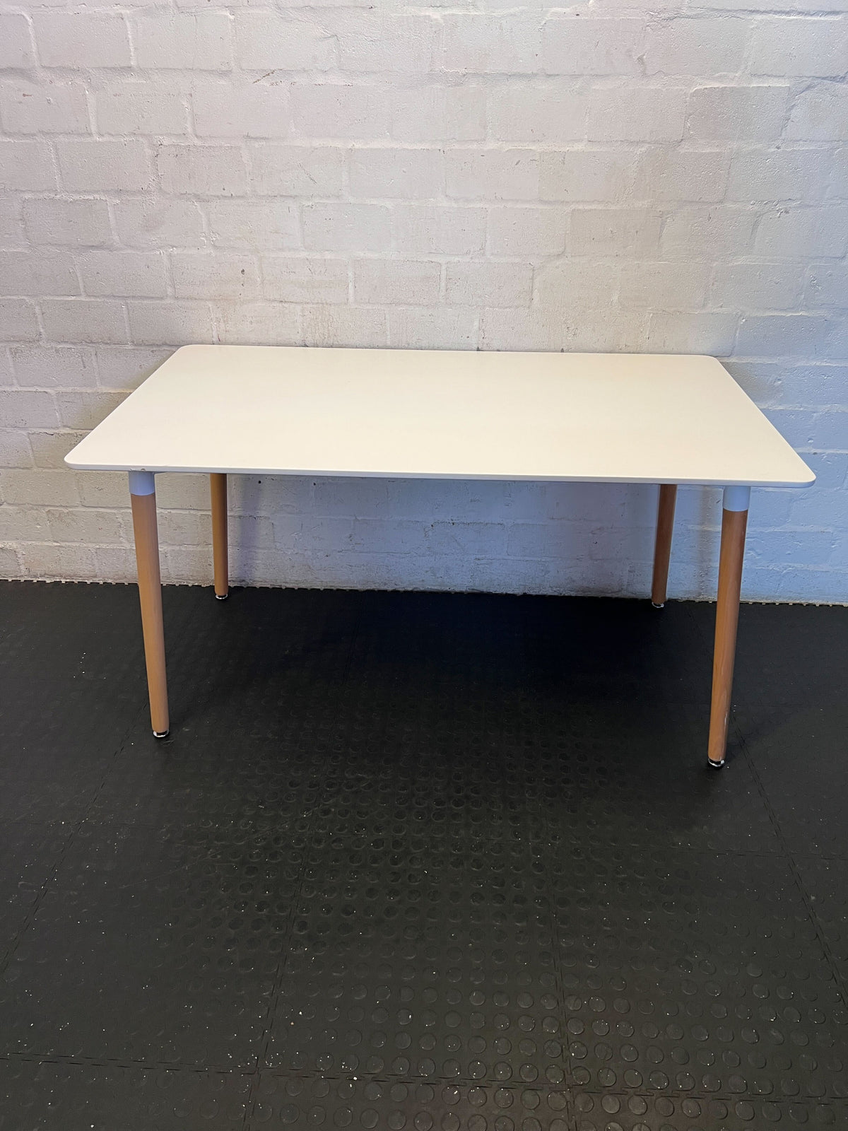 Versatile Modern Cream Table with Tapered Wooden Legs- One side legs is not stable 140 x 80