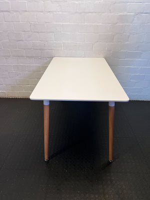 Versatile Modern Cream Table with Tapered Wooden Legs- One side legs is not stable 140 x 80