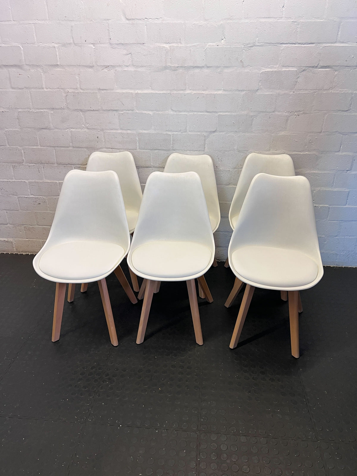 Modern White & Wood Padded Dining Chair ✨