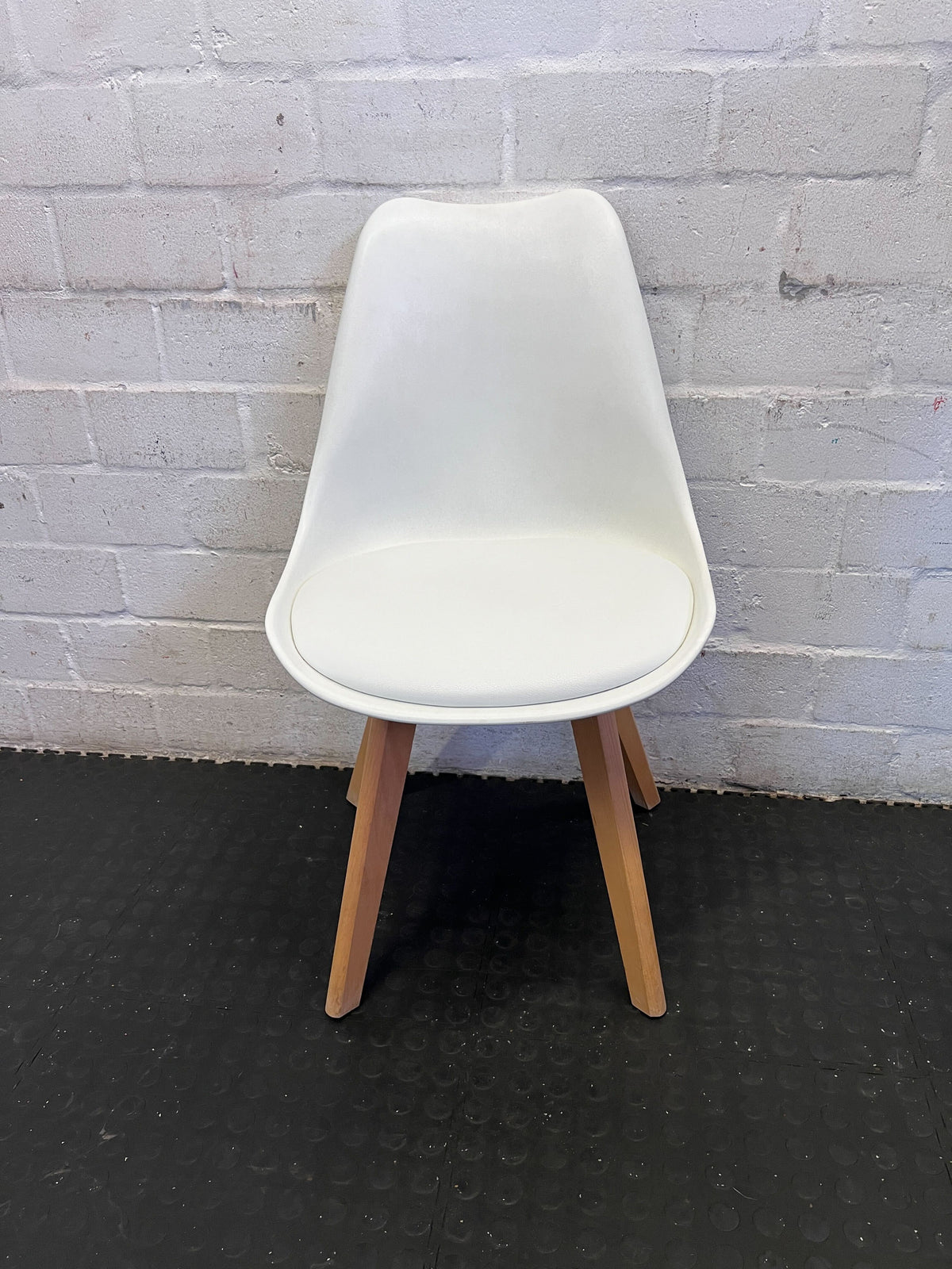 Modern White & Wood Padded Dining Chair ✨